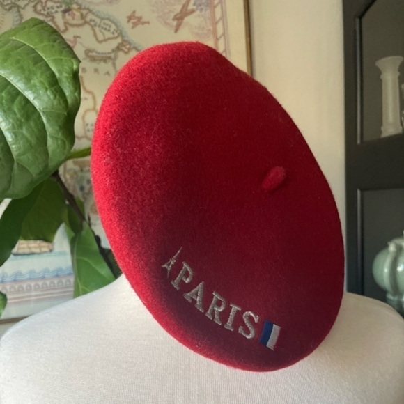 None Accessories - Vintage Red Wool Parisian Barrette - Adult